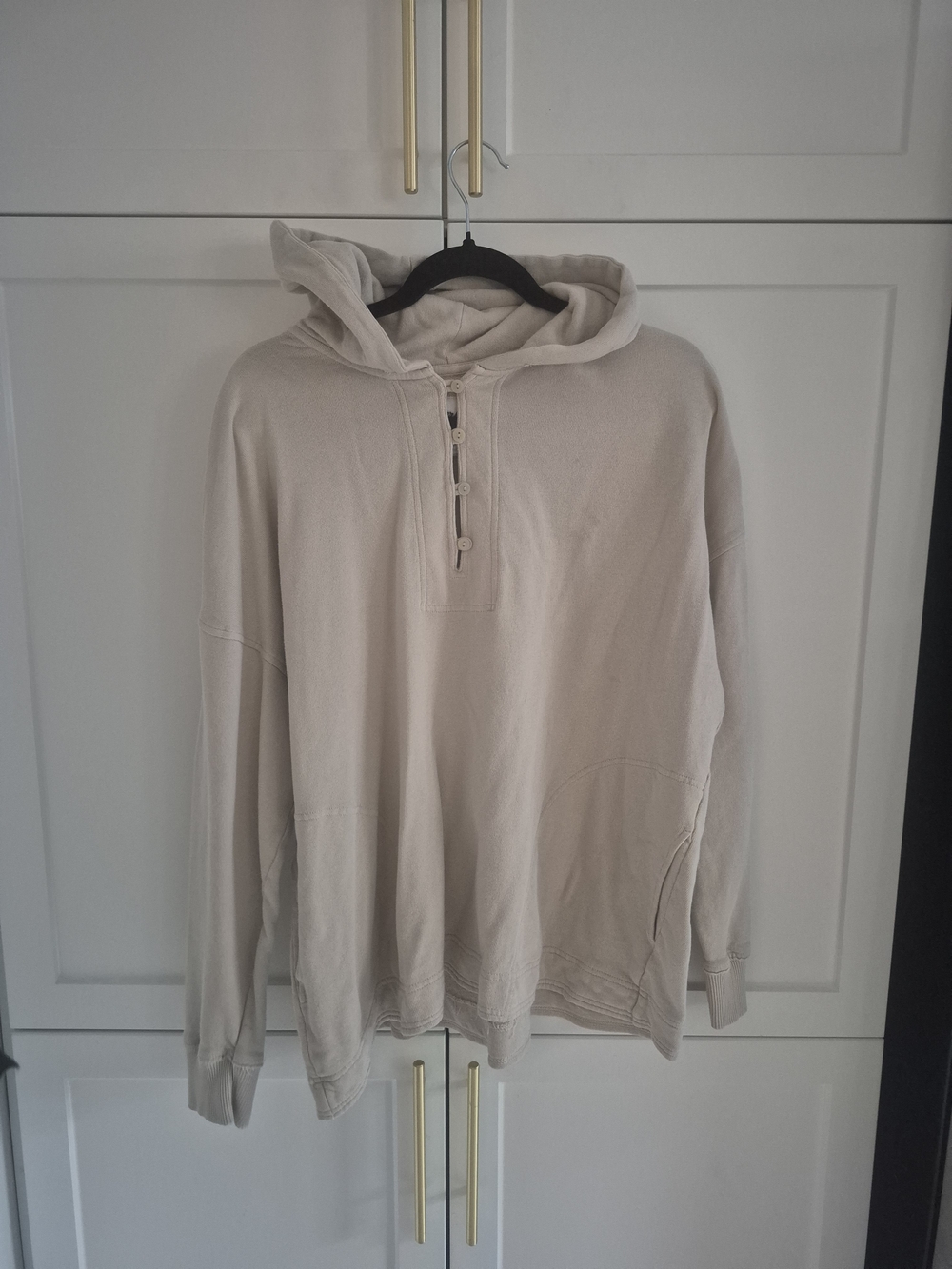 aerie Womens Crewneck Hoodie Sweater in Light Beige